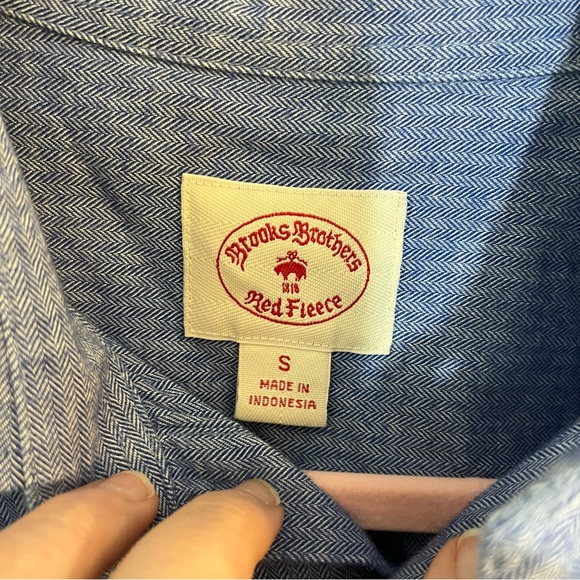 Brooks Brothers Red Fleece Button Down Men's Blue Cotton Shirt - Picture 6 of 7